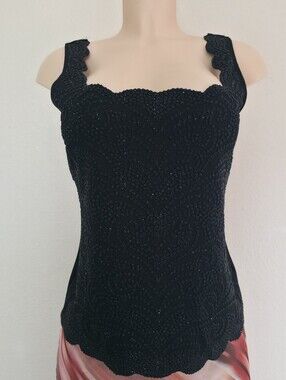 90s Black Sparkle Sleeveless Top Size M